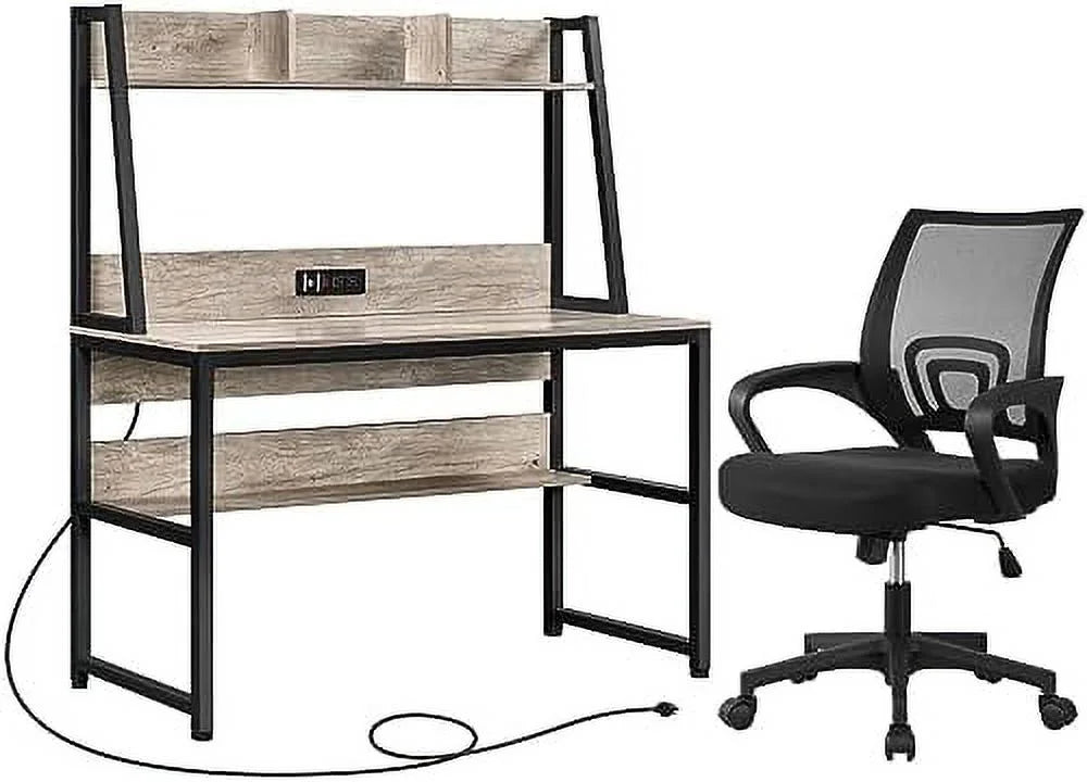 Industrial Home Office Desk with Chair Set W4820