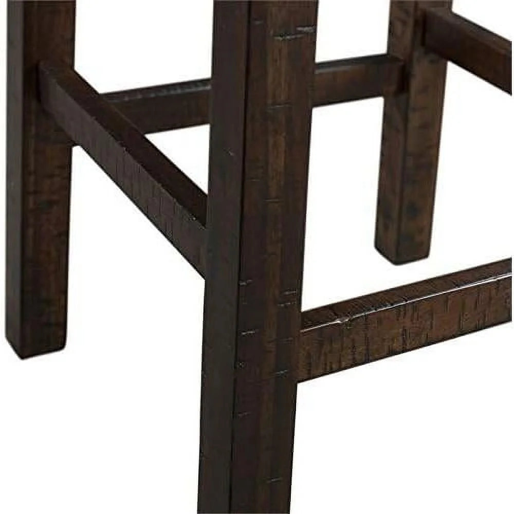 Walnut and Taupe Fabric Sofa Bar Table Set with 3 Upholstered Stools K7580