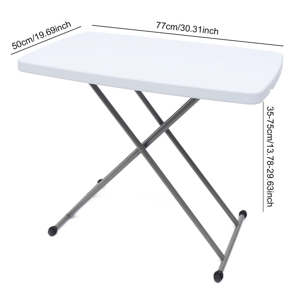 30x20" White Plastic Height Adjustable Folding Table I343