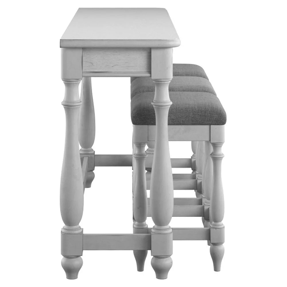 Gray Wood Sofa Table with Three Nestable Stools X227