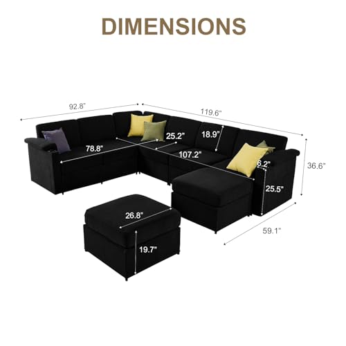 Velvet U Shaped Sectional Sofa 8 Seats G55397