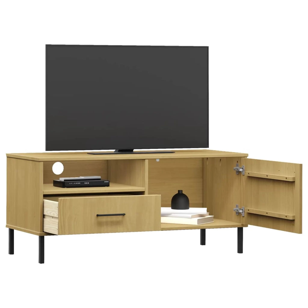 Pine Wood TV Cabinet with Storage Drawer, Door and Shelf F891725