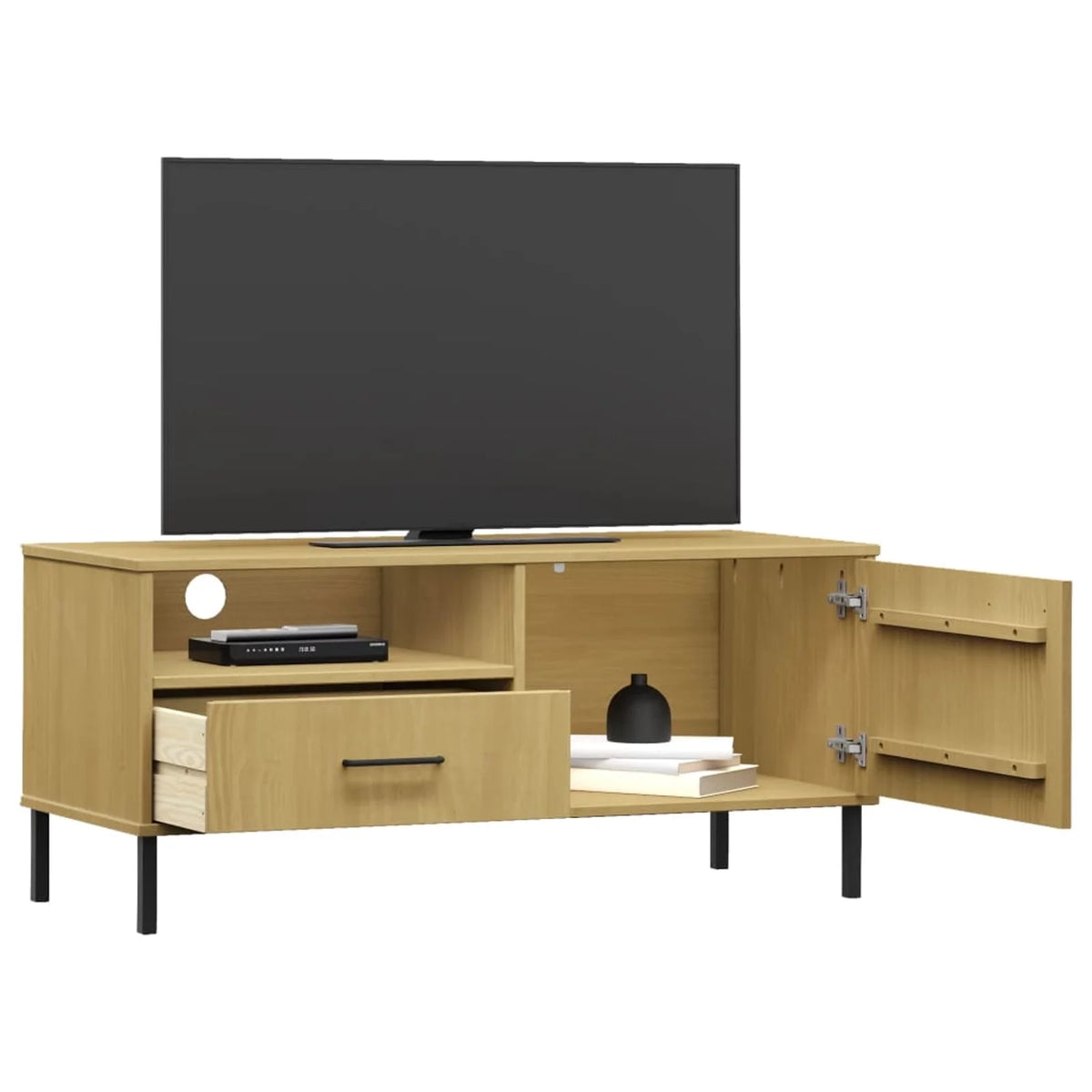 Pine Wood TV Cabinet with Storage Drawer, Door and Shelf F891725