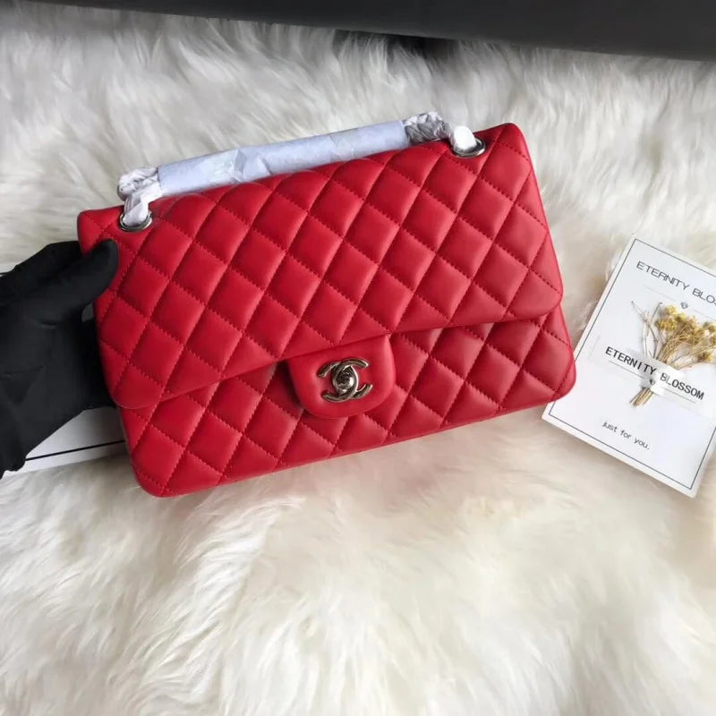 Red Medium Size Lambskin Leather Flap Bag N162