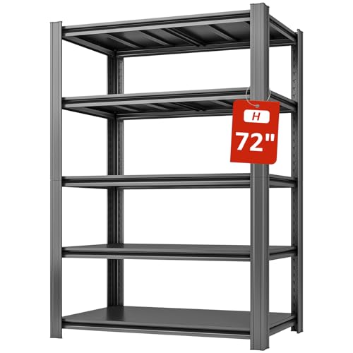 5 Tier Adjustable Heavy Duty Metal Shelving Unit, Black M57252