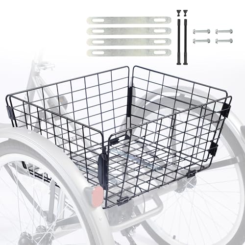 Folding Large Capacity Steel Tricycle Basket V6270