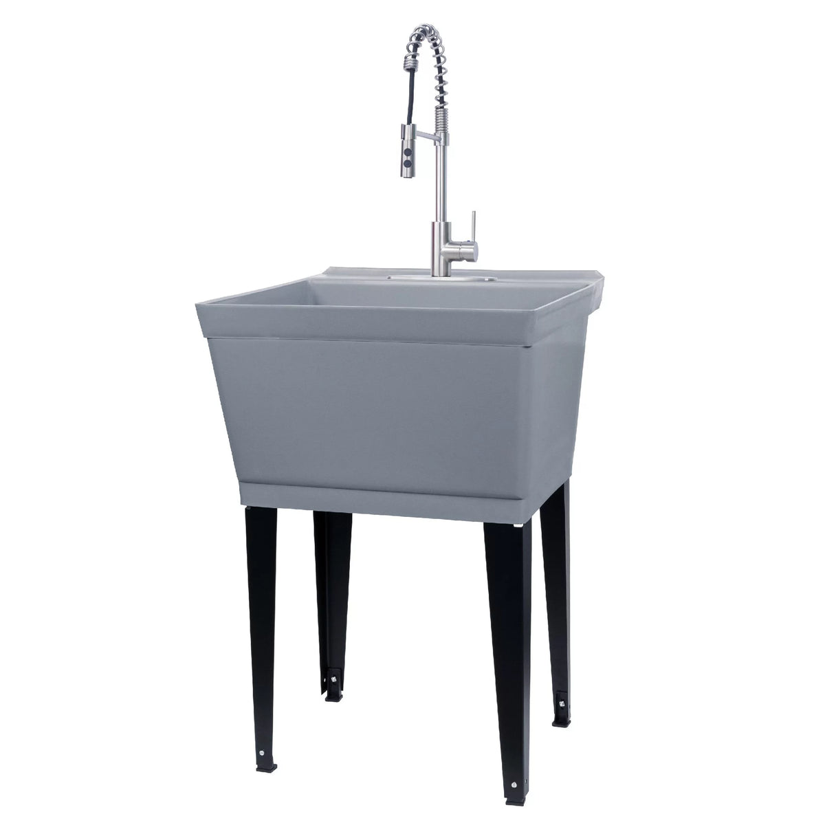 Grey Freestanding Utility Sink with Pull-Down Faucet C995
