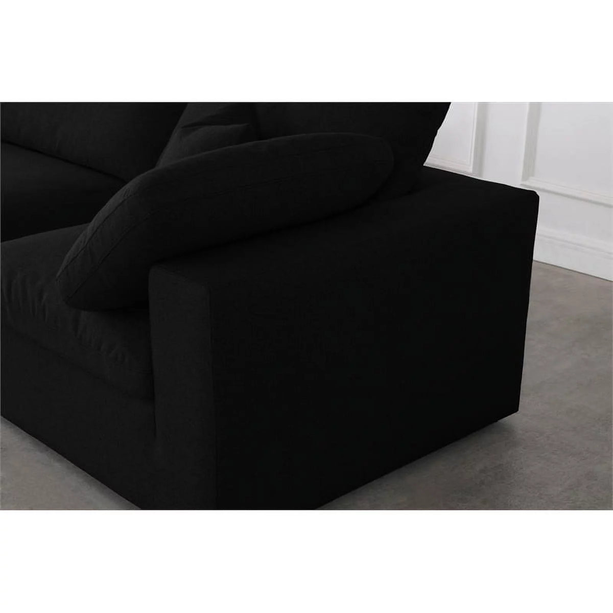 Black Linen Fabric Modular Sectional H819