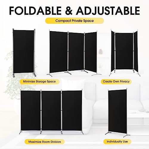 4 Panel 6 FT Folding Privacy Screen Room Divider, Black L926