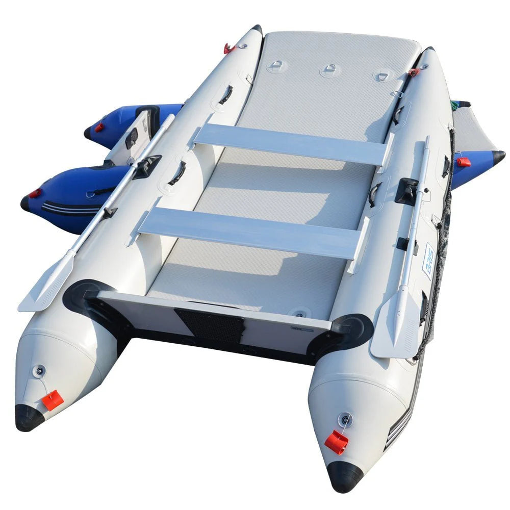 11Ft Inflatable Catamaran Boat Dinghy Gray K699890