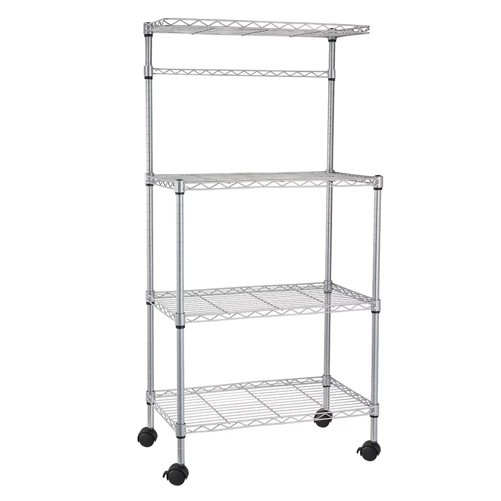 4-Tier Rolling Kitchen Baker's Rack with Storage Shelves D2526