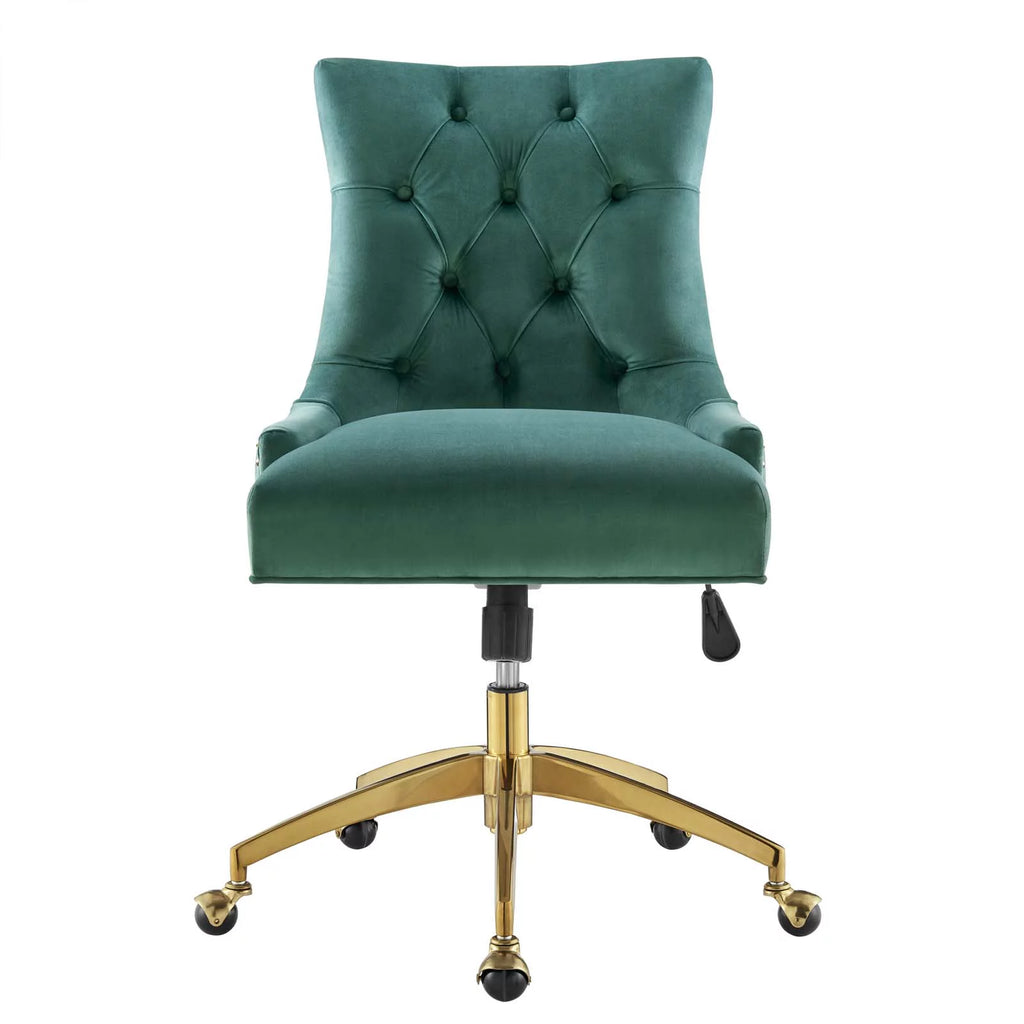 Velvet Gold Teal Blue Tufted Chair B68306