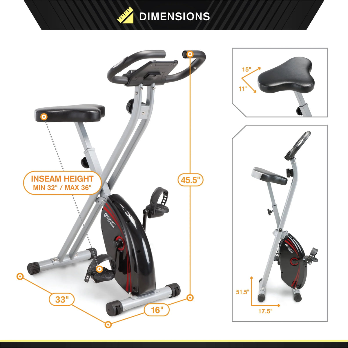 Folding Upright Exercise Bike with Adjustable Resistance T825683