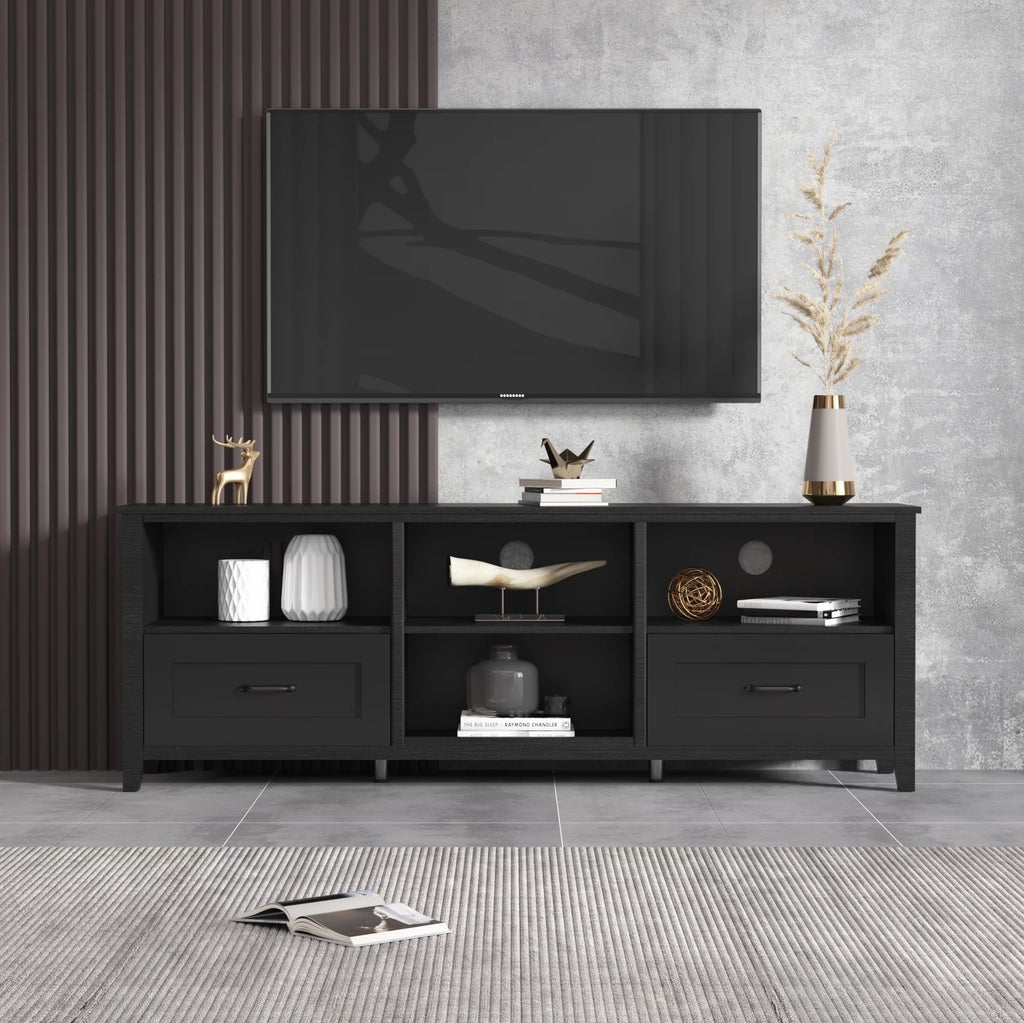 Black TV Stand with 2 Drawers and 4 Storage Compartments R48619