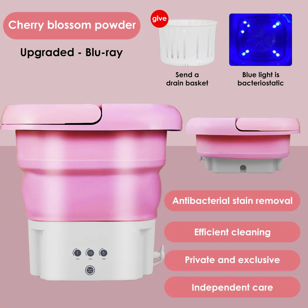 Compact 4.5L Foldable Pink Washing Machine J97164