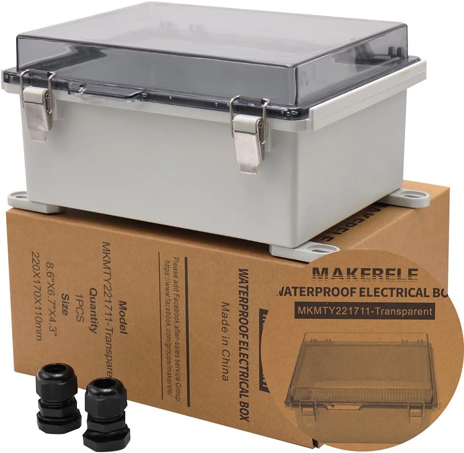 IP67 Waterproof Plastic Electrical Box with Clear Cover 13×13×5.1 inch Pack of 2 C351453