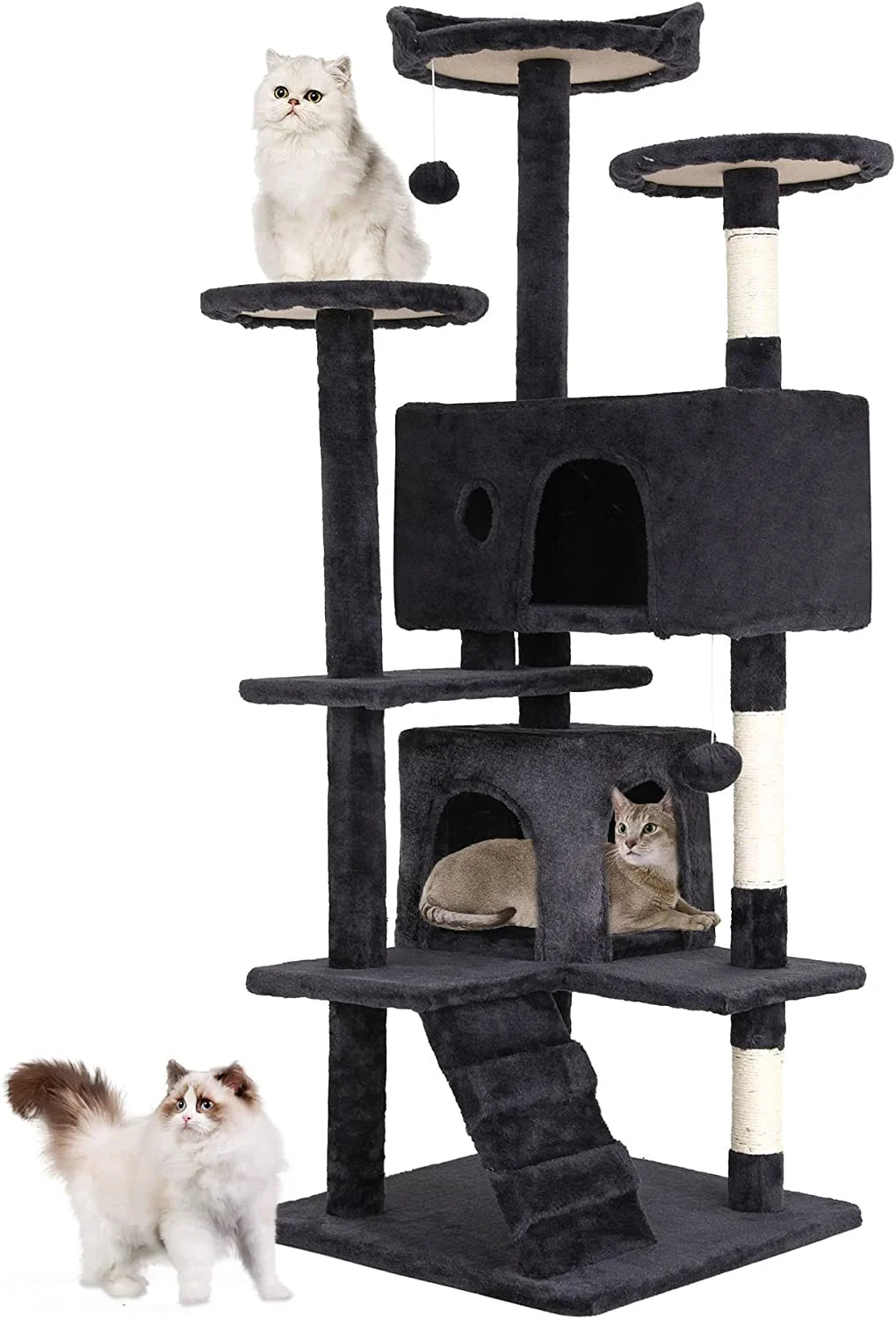 54in Dark Gray Cat Tree Tower with Scratching Posts B3597