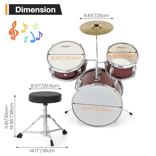 Black 3-Piece Drum Set with Stool H99349