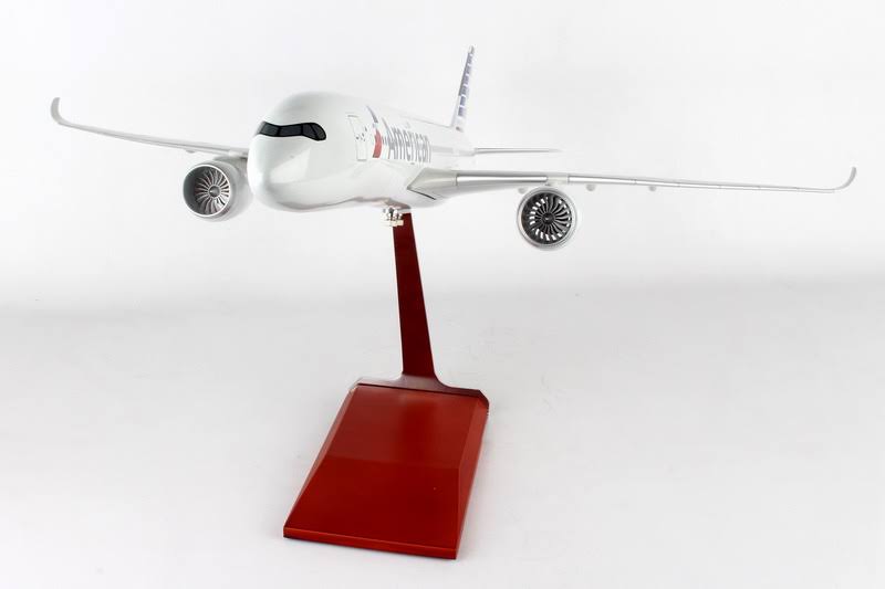 American A350 1/100 Model Airplane with Wood Stand N599