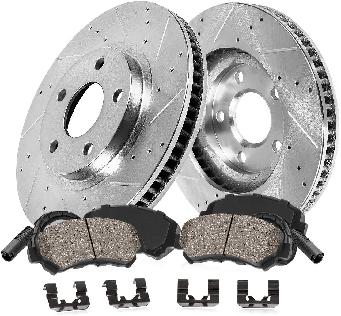Front 350mm 5 Lug 2 Rotors Ceramic Pads Clips Sensors A368