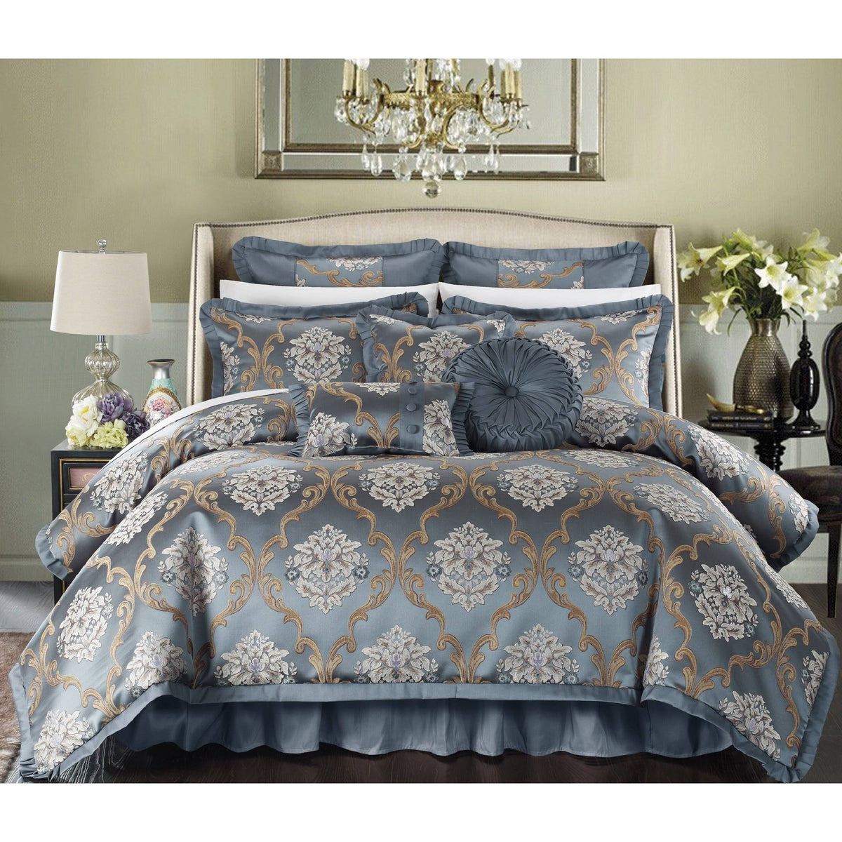 Blue Queen 9-Piece Comforter Set D238192