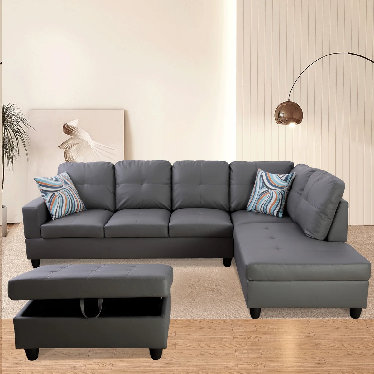 L-Shaped 3-Piece Sectional Sofa Couch Z179