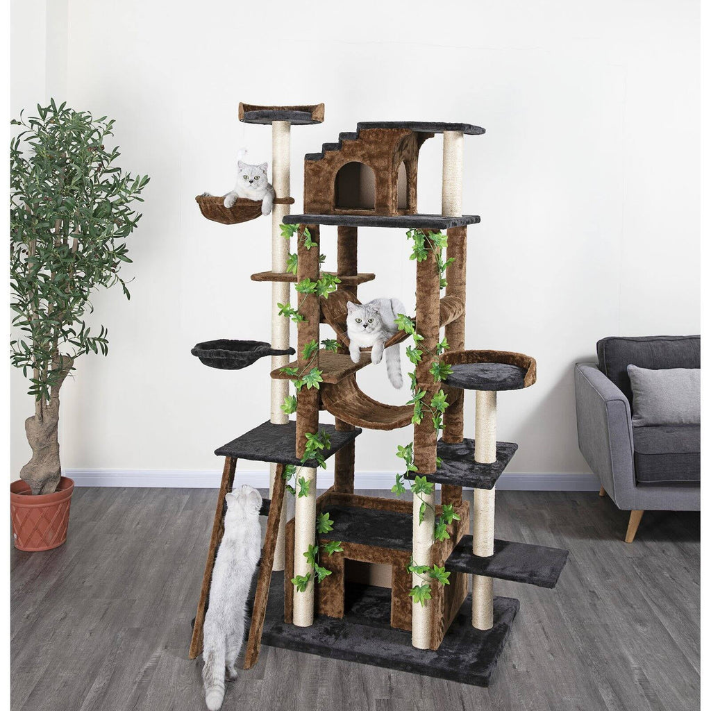 77 in. High Brown/Black Cat Tree Furniture E33829