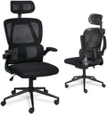 Black Mesh Reclining Office Chair with Lumbar Support J928372