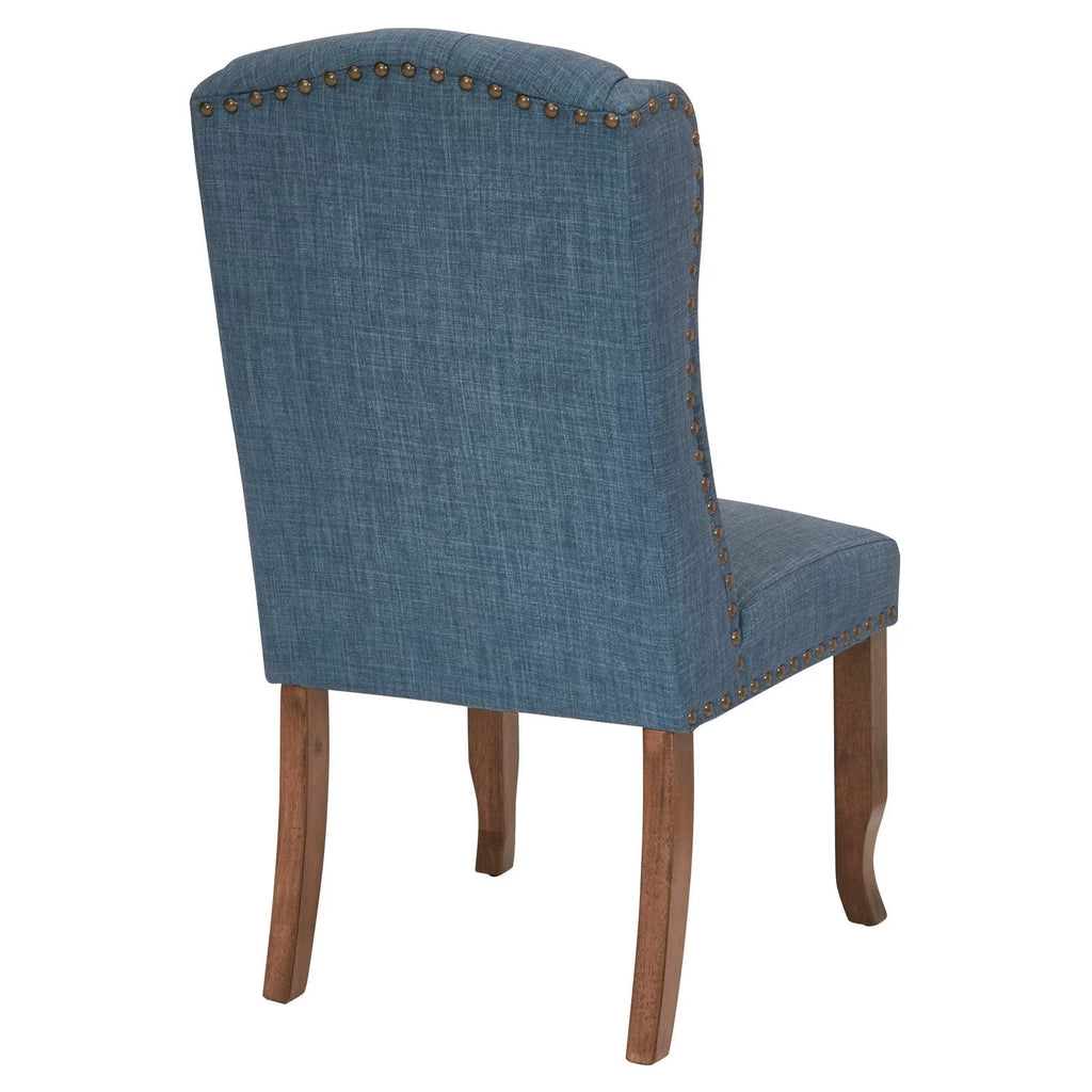Tufted Wing Chair in Linen Fabric D427