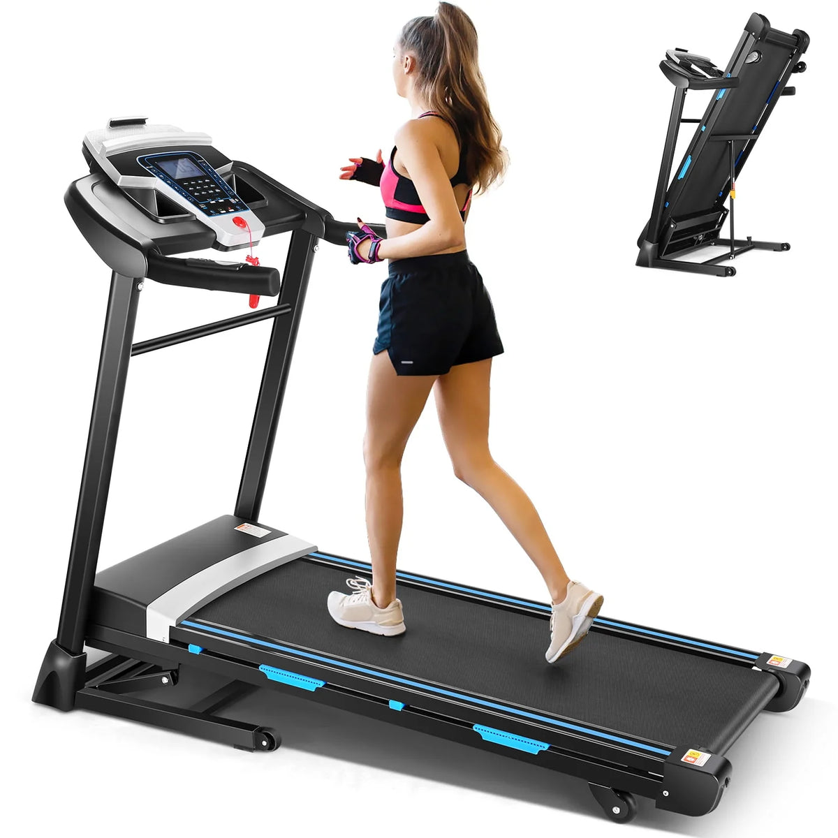 Auto Incline Treadmill with Bluetooth Speaker and LCD Display F587