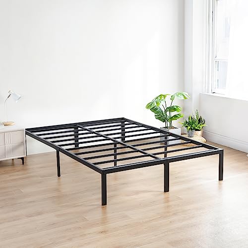18 Inch Heavy Duty Steel Slat Anti-Slip Platform Bed Frame, Black, Full Size V4250