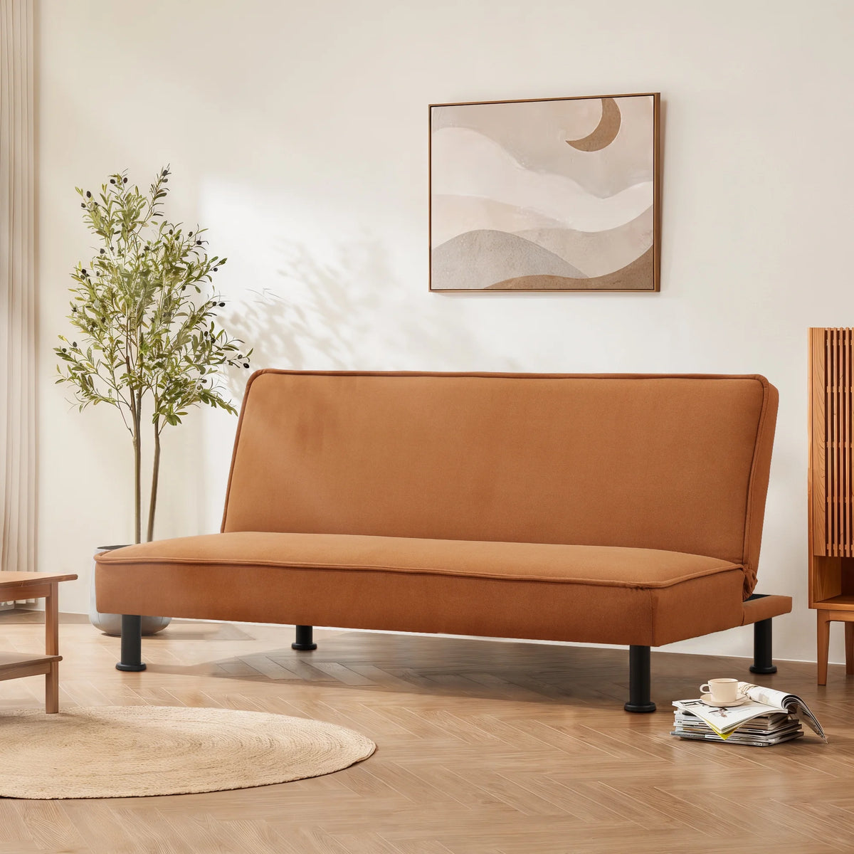 Flannel Convertible Sleeper Futon Sofa Bed L1725