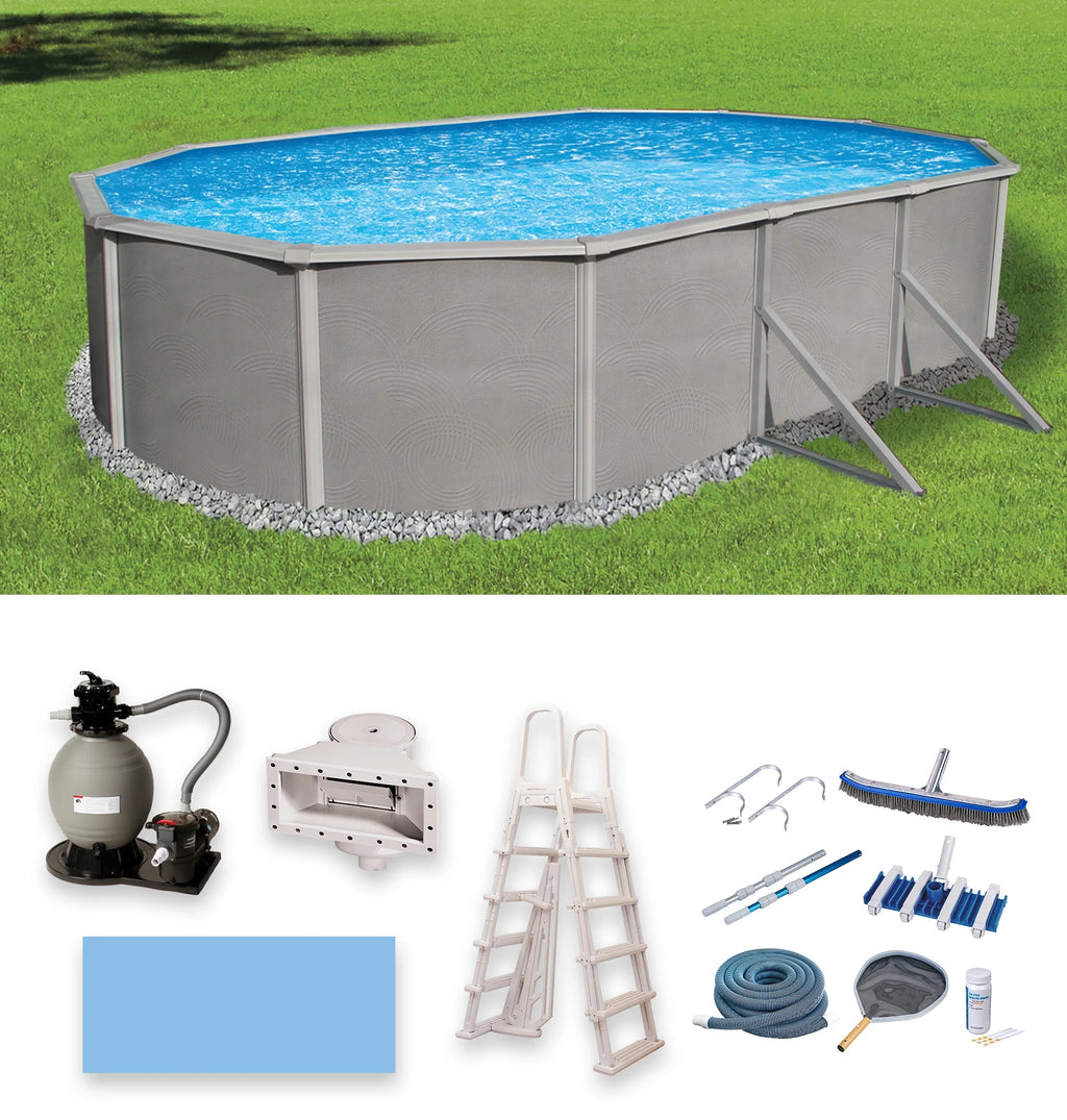 18-ft x 33-ft Oval 52-in Deep Metal Wall Swimming Pool R80108