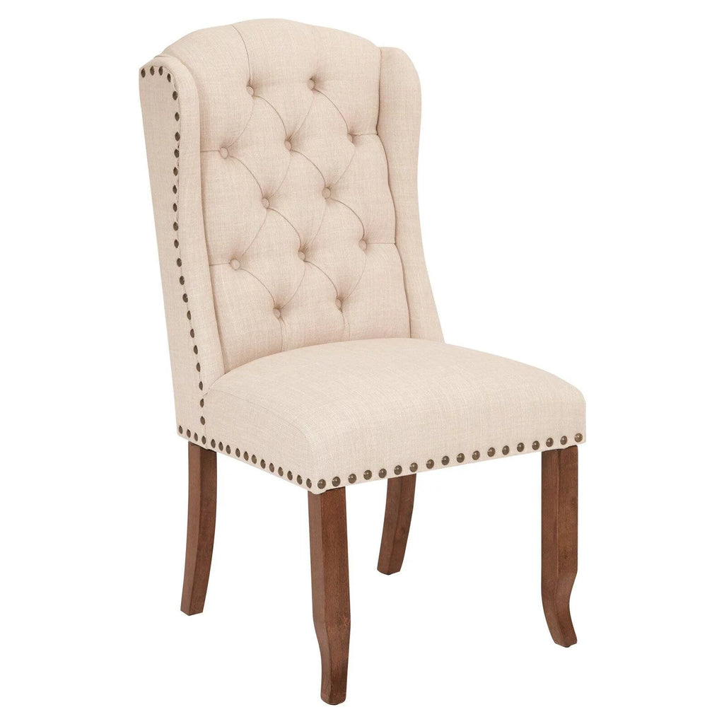 Tufted Wing Chair in Linen Fabric D427