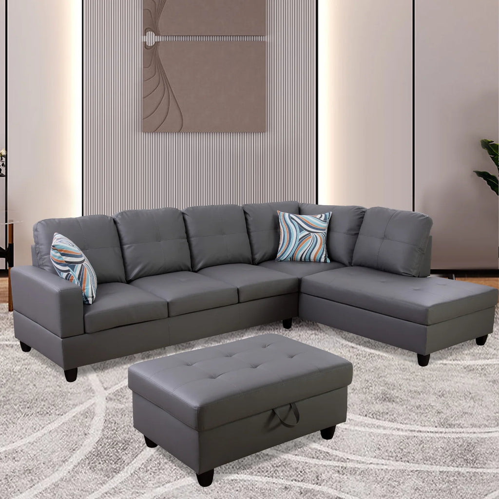 L-Shaped 3-Piece Sectional Sofa Couch Z179