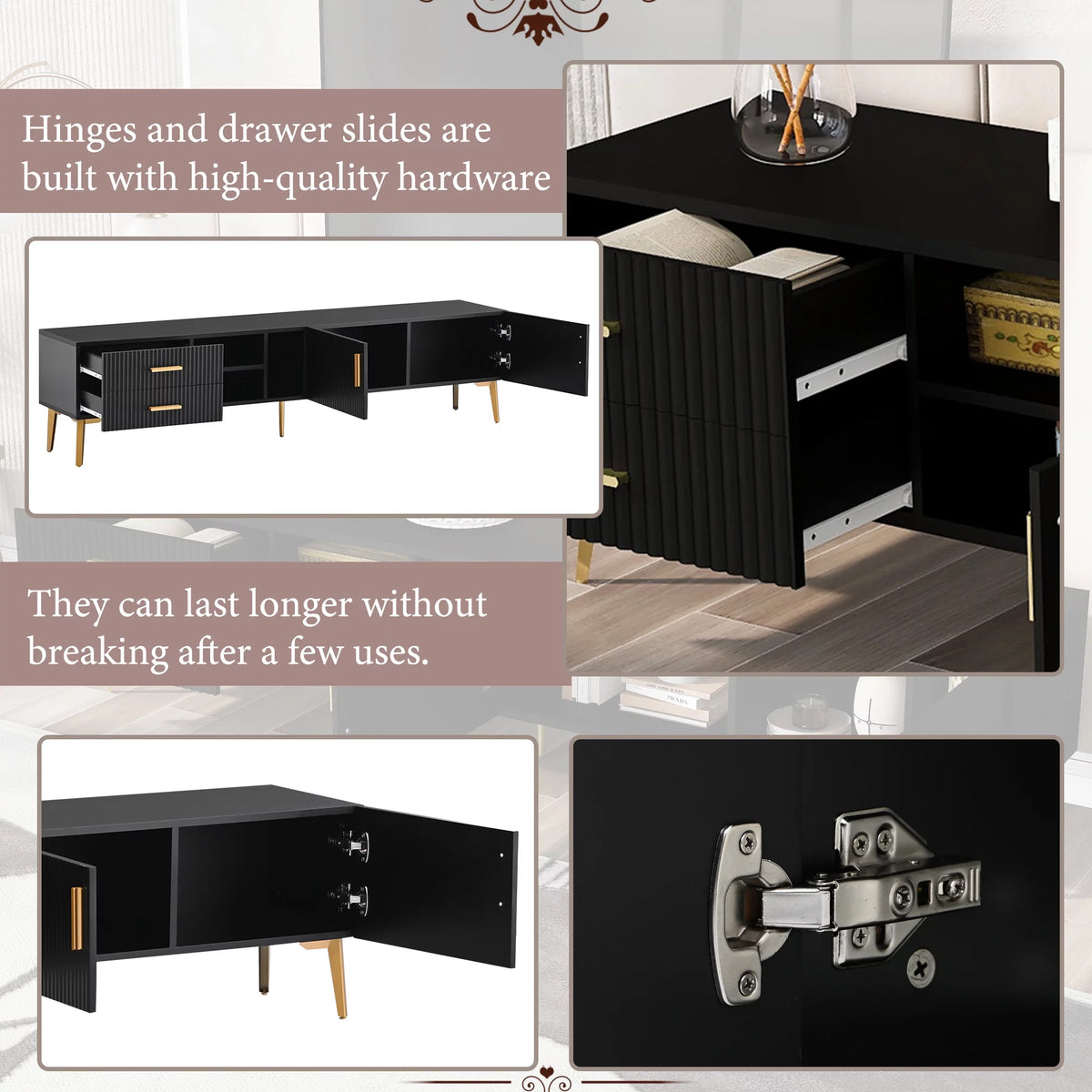 75" Black TV Stand with Storage F599803
