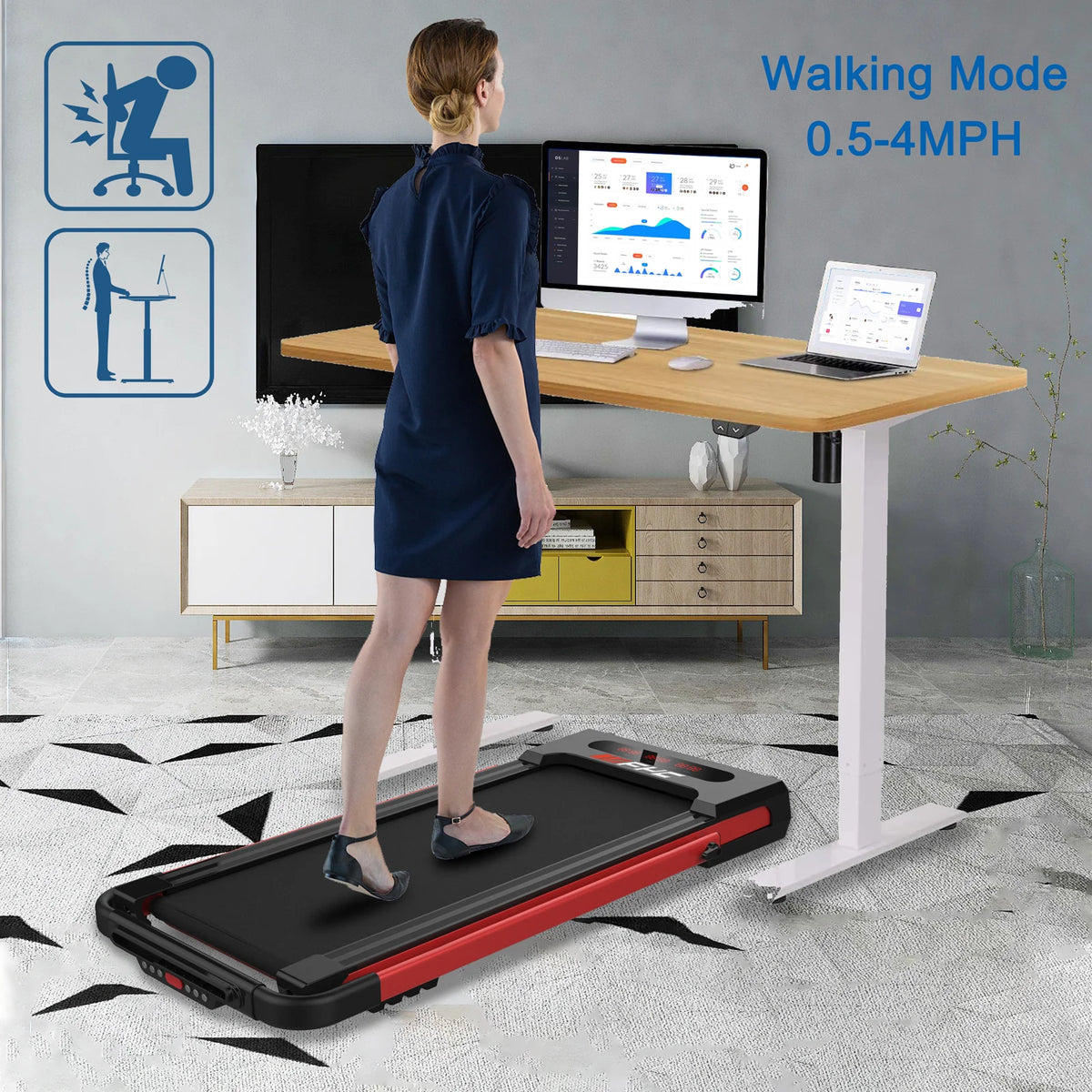 2.5HP Folding Treadmill with Remote Control & LED Display Y3189