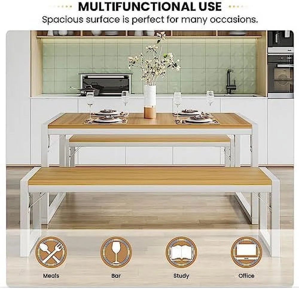 3-Piece Dining Table Set with 2 Benches K873