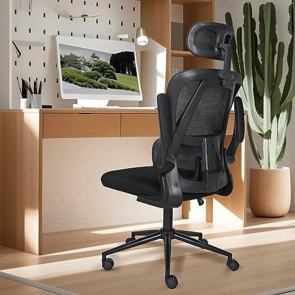 Black Mesh Reclining Office Chair with Lumbar Support J928372