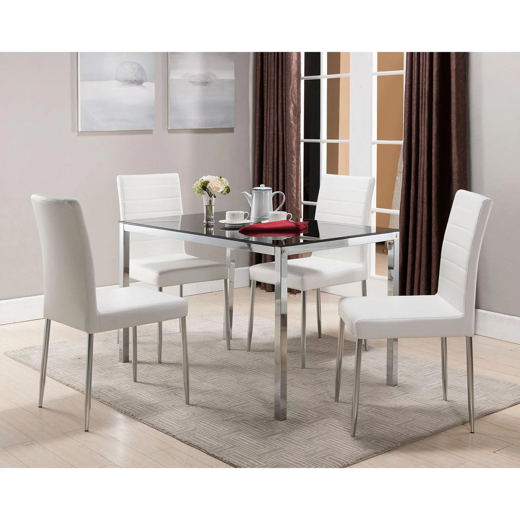 White & Chrome Side Chairs Set of 4 Q48241