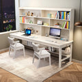 White Wooden Kids Desk and Chair Set with Hutch J4177