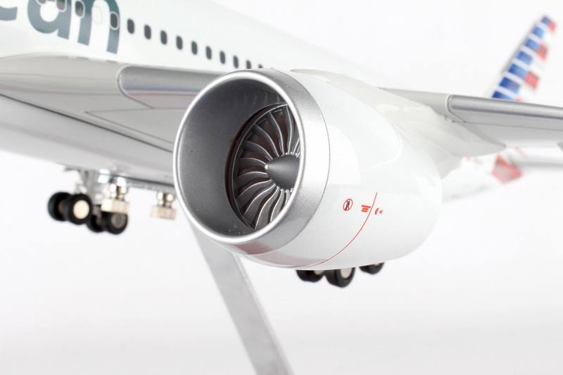 American A350 1/100 Model Airplane with Wood Stand N599