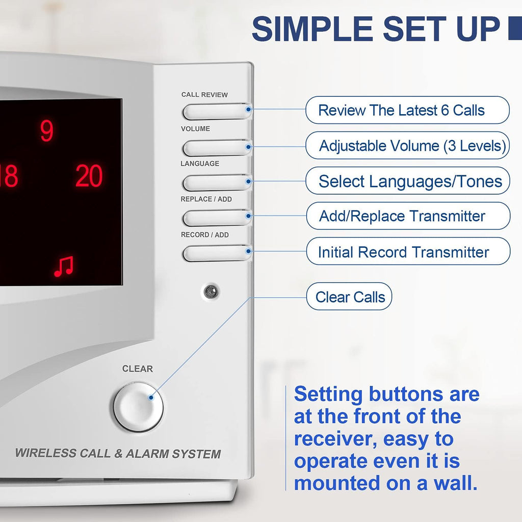 Wireless Calling System with 10 Waterproof Call Buttons and 1 Monitoring Unit L66731