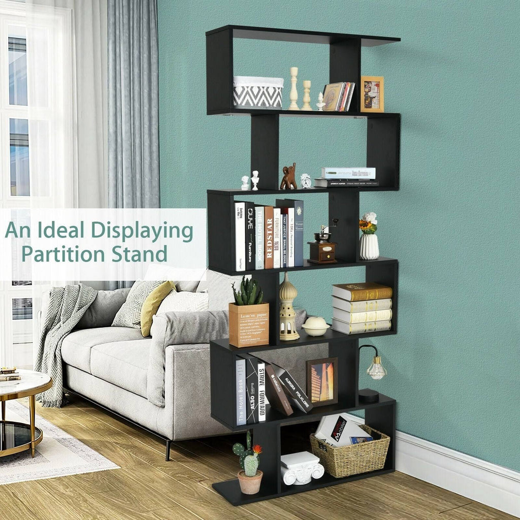 6 Tier S-Shaped White Bookshelf W7461