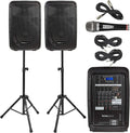 8 Channel Bluetooth PA System with Wired Microphone and Tripods S29626