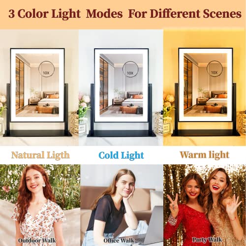 White Vanity Mirror with Lights, 9 Dimmable LED Bulbs, 10X Magnification Z7816