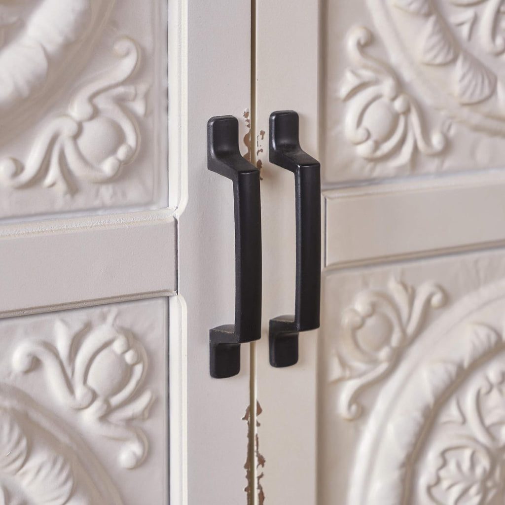 Distressed White Brown Firwood Cabinet V984