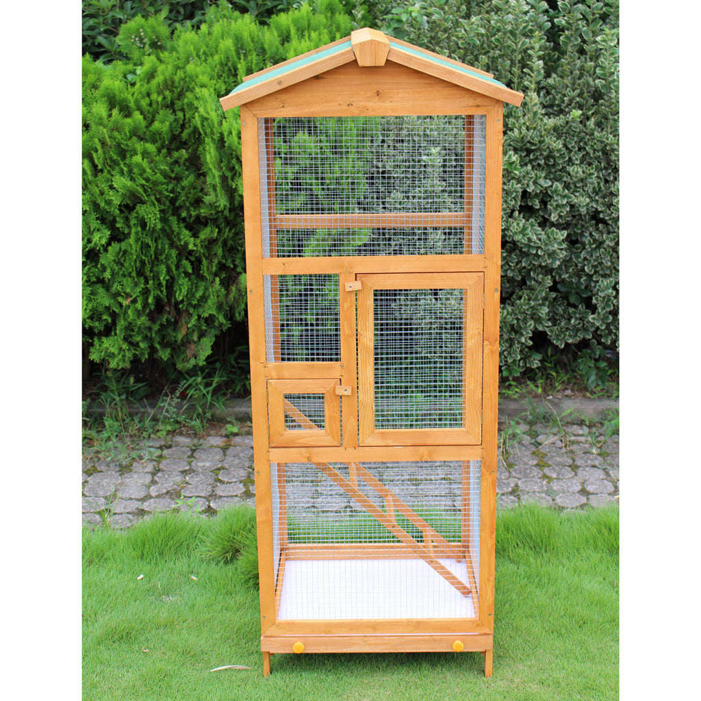 Large Wooden Bird Cage with Ladder and Feeder M352274