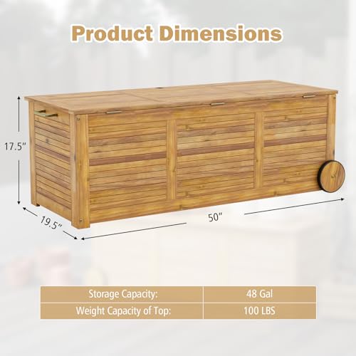 46 Gallon Acacia Wood Storage Bench M655