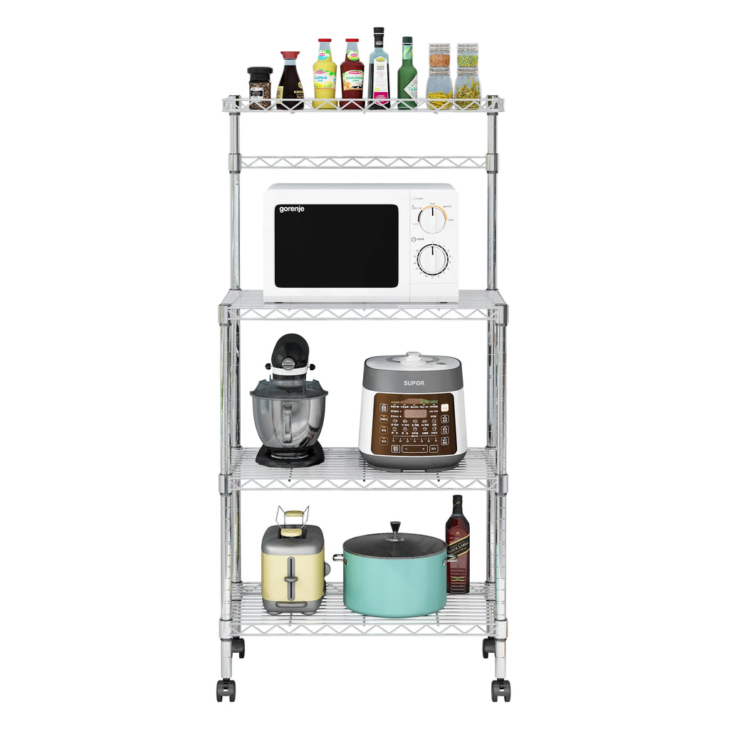 4-Tier Rolling Kitchen Baker's Rack with Storage Shelves D2526